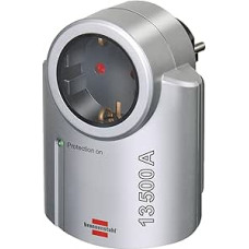 Brennenstuhl Primera-Line, Steckdosenadapter mit Überspannungsschutz (Adapter als Blitzschutz für Elektrogeräte) silber/schwarz