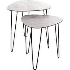 HAKU Möbel 2 šoninių staliukų komplektas Betono išvaizda Juoda MDF Metalinė plokštė Matmenys W 40/48 cm x H 43/48 cm x D 40/48 cm Stilius: Modernus