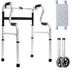 Walking Frame, Portable Folding Walking Aids with Wheels, Mobility Aids for Walking with Removable Seat 8 Speed Height Adjustment Standard Walking Aid AED Aluminium Rehabilitation Assistant Walking