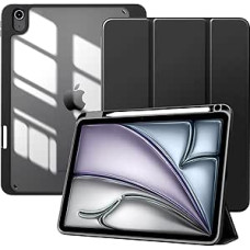 TiMOVO Case for iPad Air 11 Inch (M3/M2-2025/2024), iPad Air 5/4 Case (2022/2020) 10.9 inch, Protective Case with Pencil Holder, Slim Stand Protective Case with Clear Back, Black