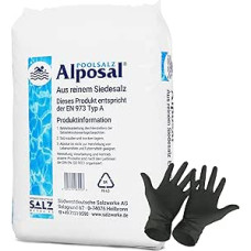 Alposal Pool Salt 25 kg Pool Salt, Swimming Pool Salt, Suitable for Chlorinator, Salt Electrolysis, Boiling Salt Including 1 Pair of Arnomed Disposable Gloves