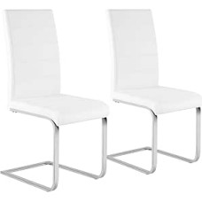 WOLTU BH378ws-2 Valgomojo kėdės, 2 kėdės, supamoji kėdė, konsolinė kėdė, virtuvės kėdė, minkšta kėdė, su aukštu atlošu, dirbtinė oda, skirta valgomajam stalui, virtuvei, svetainei, biurui, balta