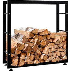 CLP Keri V2 malkų stovas, juodas metalas, malkų stovas su grindų apsauga, malkų krovimo priemonė, spalva: juoda, dydis: 25 x 80 x 80 cm