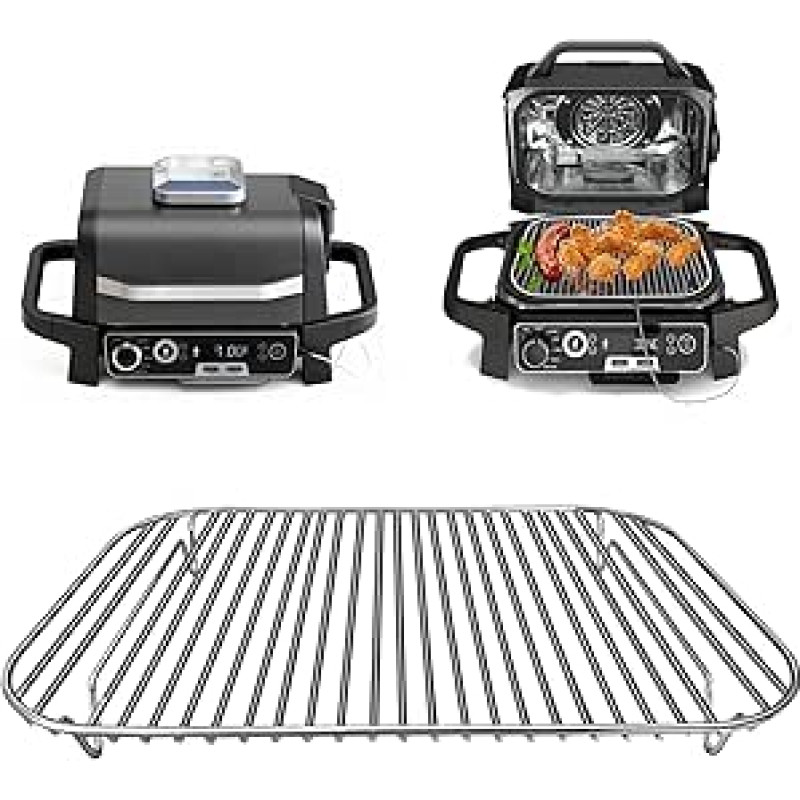 Edelstahl Ständer, 12,6 × 8,7 Zoll Indoor Outdoor Grill Stand Flex Flamme Combi Zubehör für Ninja Holzfeuer OG701 OG751 und andere Holzfeuer Elektrische Luftfräter, Geschirrspüler Safe