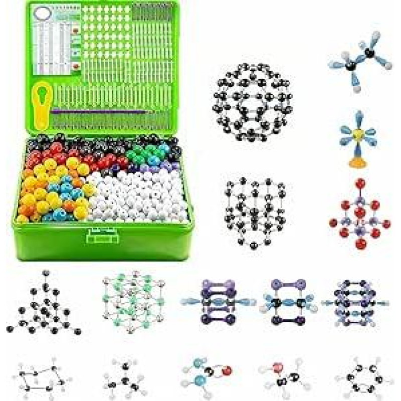 Molekulinis konstravimo rinkinys, molekulinės chemijos modelių rinkinys, organinės chemijos molekulinių modelių rinkinys, 791 dalių chemijos konstravimo rinkinys, molekulinis konstravimo rinkinys, skirtas organinei ir neorganinei chemijai