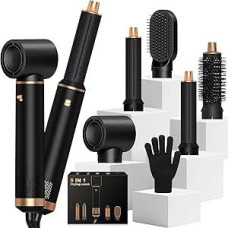 5-in-1 Hairstyler 1000 W, Airstyler Set with Warm Air Brush, Round Brush Hairdryer, Automatic Curling Iron, Hair Dryer, Hair Straightener Brush for Hair Volume, Straightening, Curling and