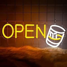 Whisky Open Neon Sign, Dimmable Open Neon ženklai sienų apdaila, gėrimų šviesos ženklai parduotuvėms Namų baras Žmogus urvas Klubas Šalis