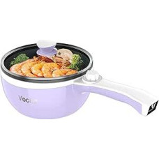 Vocha Electric Pans, 1.5 L Hot Pot Small, Non-Stick Electric Frying Pan for Travel/Dorm, Portable Multi Cooker with Dual Power Control (Purple)