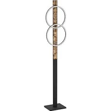 EGLO Boyal LED Floor Lamp, 2-Bulb Corner Floor Lamp, Rustic Floor Lamp Made of Flamed Wood and Black Metal, Living Room Lamp, Warm White, 150 cm