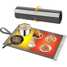 FOHERE Šildymo kilimėlis maistui, elektrinė šildymo lėkštė su dideliu paviršiumi, 4 valandų laikmatis, maistinė silikoninė nano medžiaga, skirta bufetams, vakarėliams ir kasdieniam naudojimui namuose