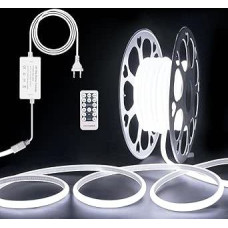 ALITOVE 10 m COB LED Strip 230 V Direct Connection Dimmable Cool White 6000 K LED Strip Light Outdoor Waterproof for Bedroom Garden Patio Pool DIY Lighting and Home Decoration