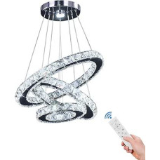 Dixun Dimmable LED Chandelier Modern Ceiling Light 3 Rings Adjustable Stainless Steel Pendant Light Chandelier for Bedroom Living Room