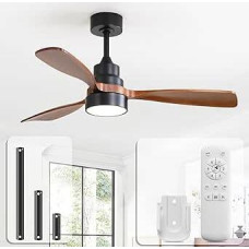 Sofucor Ceiling Fan with Lighting and Remote Control, 3 Wooden Fan Blades, 122 cm, Timer, 3 Colour Temperature, Quiet DC, 6 Speeds, Summer Winter Operation Ceiling Fan with Light