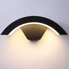 ZIKEY 12 W LED sieninis šviestuvas, išlenktas lauko sieninis šviestuvas, modernus vidaus / lauko LED sieninis apšvietimas, atsparus vandeniui IP65, skirtas sodui, prieškambariui, laiptams, miegamajam (šiltai balta)