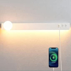 18 W LED vidaus sieninis šviestuvas su jungikliu ir rutuline skaitymo lempa su USB jungtimi, 3 spalvos, 80 cm modernus baltas sieninis šviestuvas miegamajam, svetainei, prieškambariui, viešbučiui, biurui
