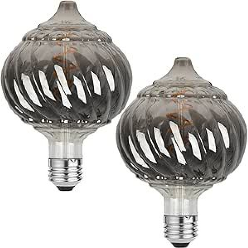 LED dekoratyvinė lemputė - šilta balta šviesa 2700K, 8W E27 lizdas, dirbtinė galvanizuota dūminė pilka, nemirga, galima pritemdyti, CRI 90, stiklinė lemputė Ø125 mm, 2 vnt.