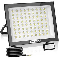 200 W LED prožektorius su judesio jutikliu lauke, 20000 LM lauko lempa su nuotolinio valdymo pulteliu, 6500 K vėsiai balta, itin ryškus LED lauko prožektorius, IP66 vandeniui atsparus LED prožektorius, skirtas sodui