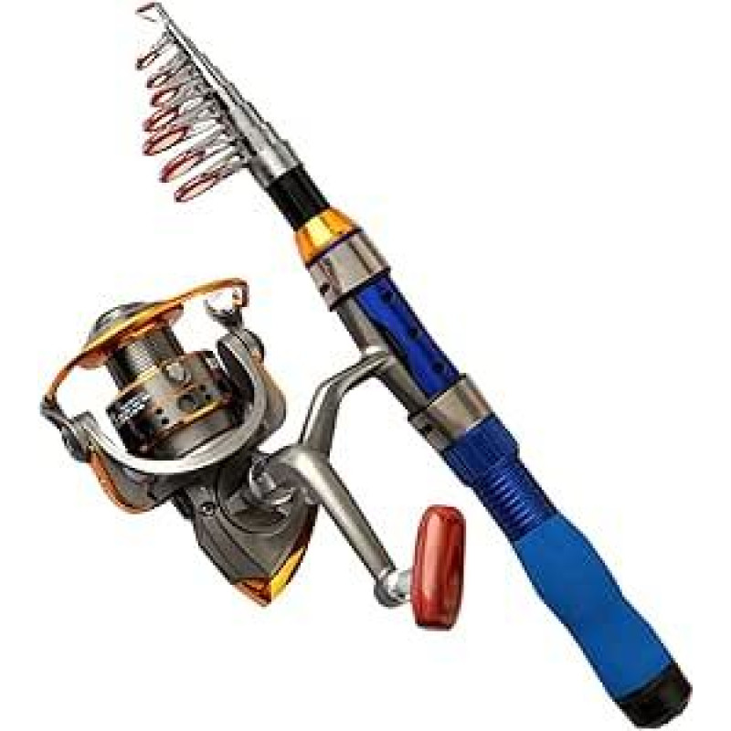 Nešiojamas teleskopinis meškeriojimo strypas FRP pluošto meškeriojimo strypas Jūros valtis Rock FishRod Aukštos kokybės žvejybos ritė 1,5 m / 1,9 m / 2,3 m (Dydis: 2,3 m strypas su rite)