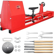 Holzdrehmaschine, 35,6 x 101,6 cm, Power-Holzdrehmaschine, verstellbar, 4 Geschwindigkeiten, 810/1180/1700/2480 U/min, Tisch-Mini-Holzdrehmaschine mit 5 Meißeln für die Holzbearbeitung