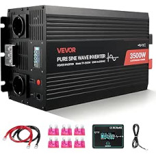 VEVOR 3500W Power Inverter, 12V DC to 230V AC, Pure Sine Wave Power Inverter, Solar Car Charger Converter with LCD Display, Remote Control, USB Port, 2 AC Outlets, Type-C Port