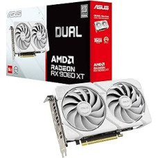 ASUS Dual Radeon RX9060XT 16G GDDR6 White žaidimų vaizdo plokštė (AMD Radeon RX9060XT, AMD RDNA 4 architektūra, 2,5 lizdo konstrukcija, dviguba BIOS, PCIe 5.0, 1x HMDI 2.1b, 2x DisplayPort 2.1a, balta)