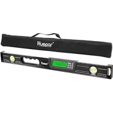 Huepar Digital Spirit Level and Protractor 24 Inch with 2 High Accurate Levels and LCD Display, Aluminum Alloy Electric Tool, Bottom Ruler, Soft Rubber Handle TL60
