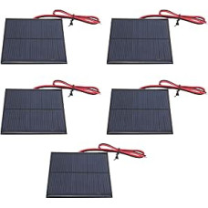 5-teiliges Solarpanel-Board, kleines Solarpanel mit 30 cm rotem und schwarzem Draht, DC 5,5 V, 160 mA Solarzelle für Solarrasen, Capes, E