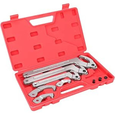 6 x Nuss-Schraubenschlüssel, C-Stiftschlüssel, Hakenschlüssel, Werkzeug-Set, verstellbar, ergonomischer Griff, professionelle Reparatur für Sanitärarbeiten, multifunktionaler