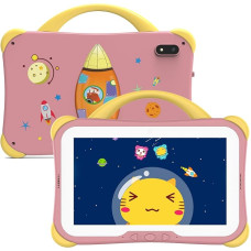Weelikeit Children's Tablet 7 Inch - Android 14 Tablet for Children with Case, 8GB RAM (4+4) & 64GB Memory (Expandable 512GB), WiFi, Dual Camera, Child Lock, Gift for Children from 3-14 Years (Pink)