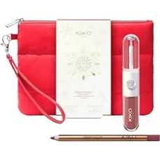 KIKO Milano Snow-Kissed Holiday My Perfect Combo Lips Gift Set-02, lūpų makiažo dovanų rinkinys: neribotas dvigubas prisilietimas ir lūpų pieštukas