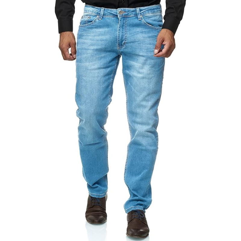 JEEL Vyriški džinsai, taisyklingo kirpimo, tiesaus kirpimo, elastinės kelnės, Basic, skalbti