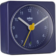 Braun Classic Analogue Travel Alarm Clock, Compact Size, Quiet Quartz Movement, Crescendo Alarm in Blue, Model BC02BL