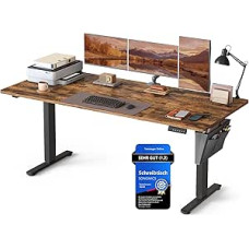 SONGMICS reguliuojamo aukščio elektrinis rašomasis stalas, 180 x 80 cm, reguliuojamas stalas, 4 aukščių atminties funkcija, skirtas biurui, Vintage Brown LSD138K01