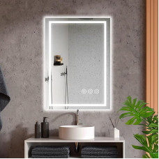 Ratsamee 50 x 70 cm Bathroom Mirror with LED Lighting, Mirror with Light, Wall Mirror with Front Lighting, Anti-Fog Function, Dimmable, with 3 Adjustable Light Colours