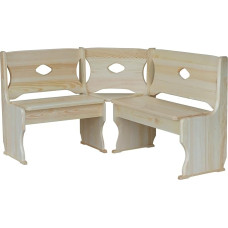 k koma Solid Pine Untreated Corner Bench in Rustic Country Style (120 x 160 cm)