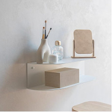 MILUKA Dressing Table Hanging 60 cm White | Flying Vanity Small Metal with 2 Shelves | Wall-Mounted Toelette Table for Makeup & Bedroom | Ovva Model