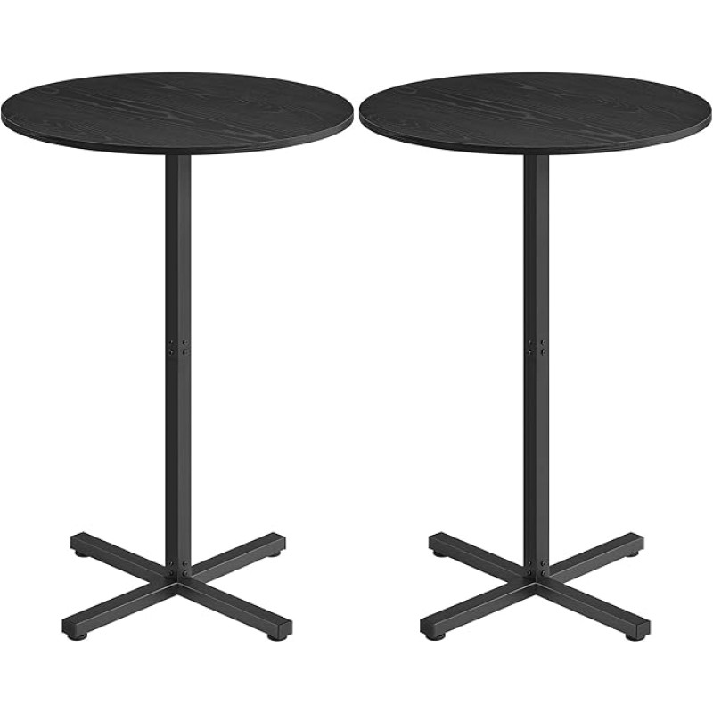 VASAGLE LBT362B01 Baro stalas, apvalus bistro stalas, uždaras balkono stalas, nedidelis aukštas stalas namų barui, svetainei ir valgomajam, 60 x 60 x 104,5 cm, lengvai surenkamas, juodojo ebono spalvos