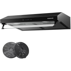 GASLAND UC60BS Dvigubo variklio dizaino gartraukis 60 cm Recirkuliacinis tylusis gartraukis Ištraukiamasis oro ištraukėjas 333 m³/h, 3 lygių jutiklinis valdymas Po patalpa esantis gartraukis Ištraukiamasis gartraukis Juodas metalas su