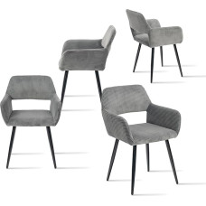 MEUBLE Jaukūs valgomojo kėdės, 4 vnt., virtuvės kėdės, minkštos kėdės, svetainės kėdės su porankiais, velvetinė sėdynė, metalas