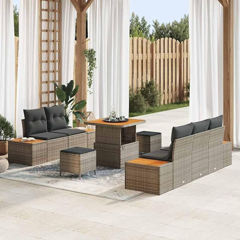 Homgoday Garten-Sofa-Set 8 pcs Hellgrau und Dunkelgrau 80 x 80 x 71 cm Sofa Gartenm?Bel Modelis3364808