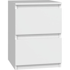 Oggi Lugo Bedside Cabinet with Two Drawers, 30 x 40 x 30 cm, Minimalist Modern, Made of 16 mm Laminated Panel Design, Living Room, Bedroom, Hallway, Handless, White