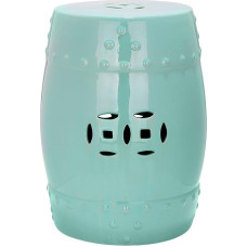 Safavieh Antigua Indoor/Outdoor Garden Stool, Stone, Soft Turquoise, 33x33x45.72 cm