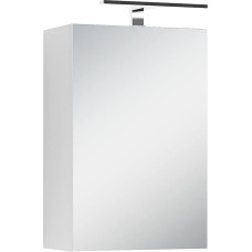 byLIVING Spree Veidrodinė spintelė su 40 cm pločio matinės baltos spalvos veidrodžiu / veidrodinės durys su švelniu uždarymu / sieninė spintelė / LED apšvietimas / kištukinis lizdas ir jungiklis / W 40 x H 60 x D 20 cm