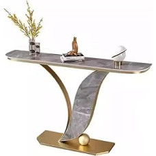 Generisch Moderner, schmaler Eingangstisch mit Ablageflächen - Stilvoller Konsolen-Sofatisch für Wohnzimmer, Flur, Eingangsbereich - Dekoratives Gold-Finish (150 cm)