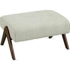 HOMCOM Living Room Footstool Low Stool Padded in Cord Rectangular Ottoman with Padded Seat and Wooden Legs for Living Room Bedroom Beige