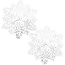 DIYEAH 2 kalėdinių kilimėlių pakuotė 38 cm sidabrinės spalvos snaigės formos 38 cm sidabriniai vakarėlių kilimėliai, skirti šventiniams pietų stalams ir kalėdinei puošybai