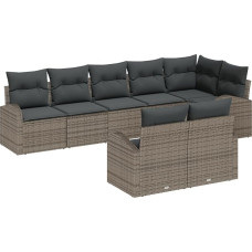 Rantry 8-teiliges Garten Sofa Set mit Kissen Grau Poly Rattan Gartenlounge Model3346089