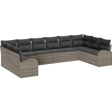 Rantry 10-ties vietų sodo sofos komplektas su kilimais grau Poly Rattan Gartenlounge Modelis3346219