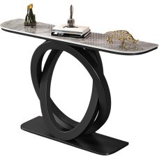 Generisch Moderner Konsolentisch für den Eingangsbereich - Personalisierter Konsolentisch mit Metallrahmen in Schwarz und offenem Stauraum für Wohnzimmer und Flur (Schwarz & Grau, 100 x 30 x 80 cm)