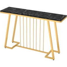 Generisch Moderner Konsolentisch aus Marmor mit Stauraum | Beistelltisch für den Eingangsbereich | Schlankes Eisengestell | Schwarz | 140 x 30 x 80 cm | Ideal für Wohnzimmer, Flur und Eingangsbereich
